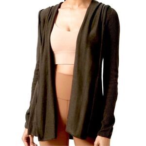 Lululemon Sundown Sweater hooded Wrap open cardigan Black Small
